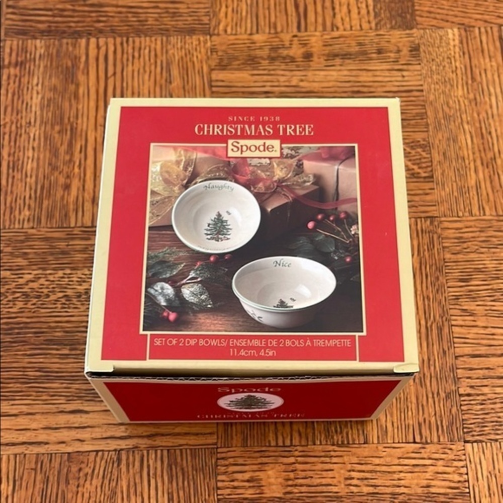 Spode Christmas tree set of 2 naughtyty nice dip bowls